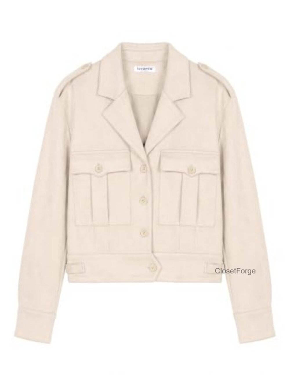 Faux Suede Cropped Button Down Jacket Long Sleeve Casual Coat
